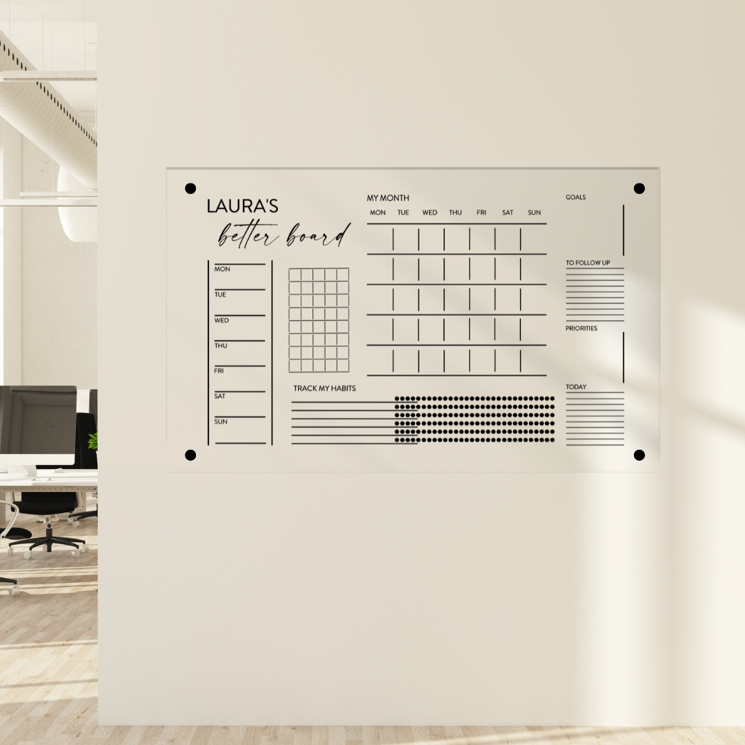 Business Action Board - Acrylic Wall Mounted