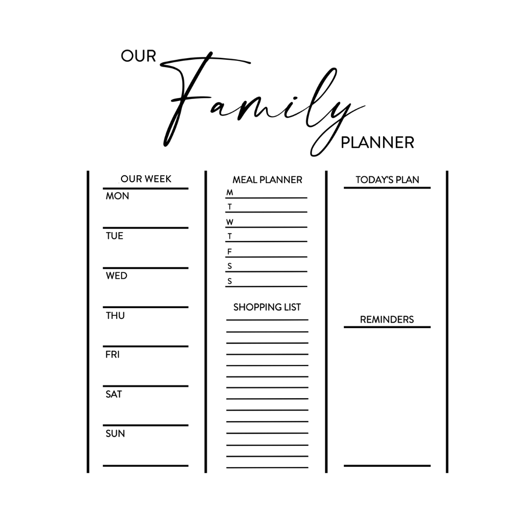 Family Fridge Planner – Personalised Acrylic